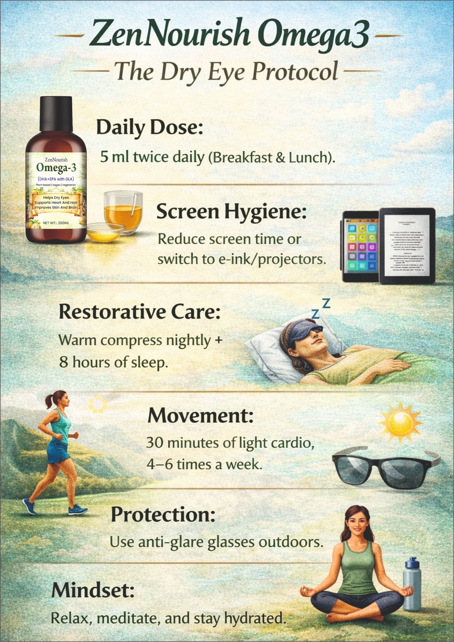 Zen Nourish Omega-3 | Helps Dry Eyes Supports Heart And Hair Improves Skin And Brain