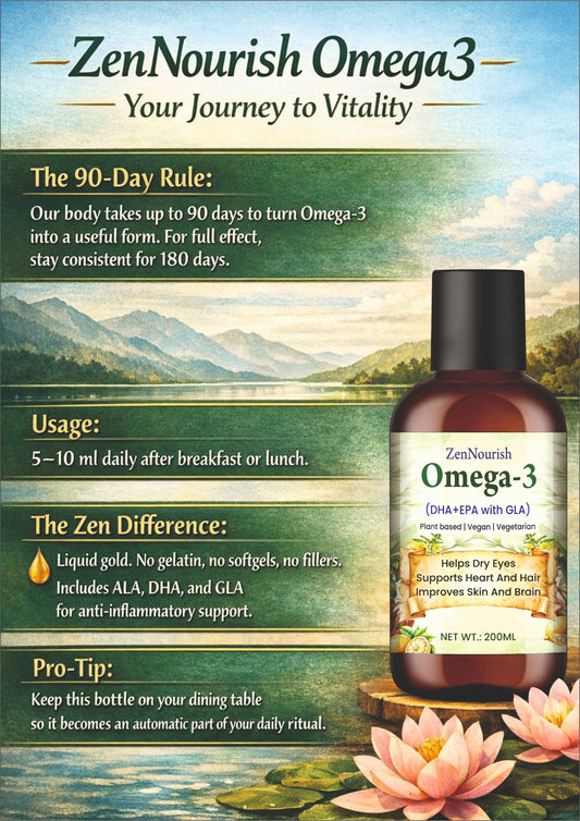Zen Nourish Omega-3 | Helps Dry Eyes Supports Heart And Hair Improves Skin And Brain