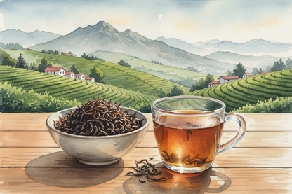 Keep the team leaves in a bowl and keep a glass tea cup filled with black tea